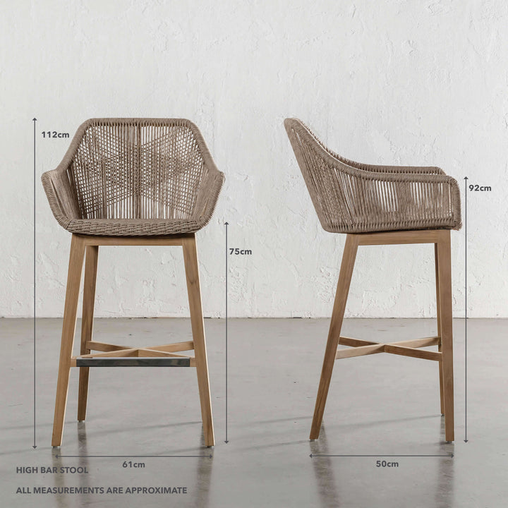 INIZIA WOVEN RATTAN INDOOR / OUTDOOR BAR CHAIRS  |  HIGH + LOW  |  BIRCH ASH