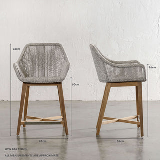 INIZIA WOVEN RATTAN INDOOR / OUTDOOR BAR CHAIRS  |  HIGH + LOW  |  ASH GREY