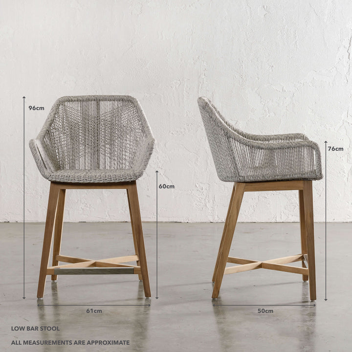 INIZIA WOVEN RATTAN INDOOR / OUTDOOR BAR CHAIRS  |  HIGH + LOW  |  ASH GREY