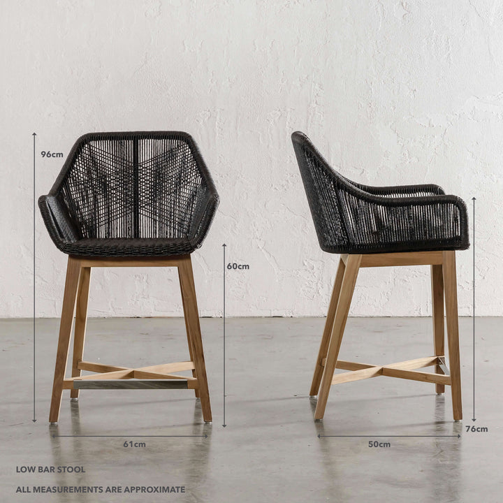 INIZIA WOVEN RATTAN INDOOR / OUTDOOR BAR CHAIRS  |  HIGH + LOW  |  MONUMENT BLACK