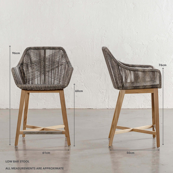 INIZIA WOVEN RATTAN INDOOR / OUTDOOR BAR CHAIRS  |  HIGH + LOW  |  PUMICE SHADOW