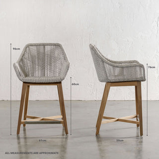 INIZIA WOVEN RATTAN INDOOR / OUTDOOR BAR CHAIRS  |  HIGH + LOW  |  ASH GREY