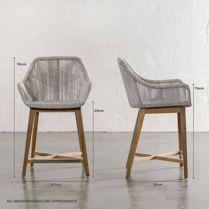 INIZIA WOVEN RATTAN INDOOR / OUTDOOR BAR CHAIRS  |  HIGH + LOW  |  ASH GREY