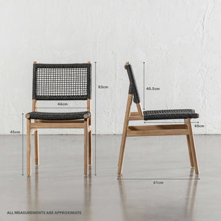 IONICA WOVEN INDOOR/OUTDOOR DINING CHAIR | CHARCOAL DUSK | MEASUREMENTS