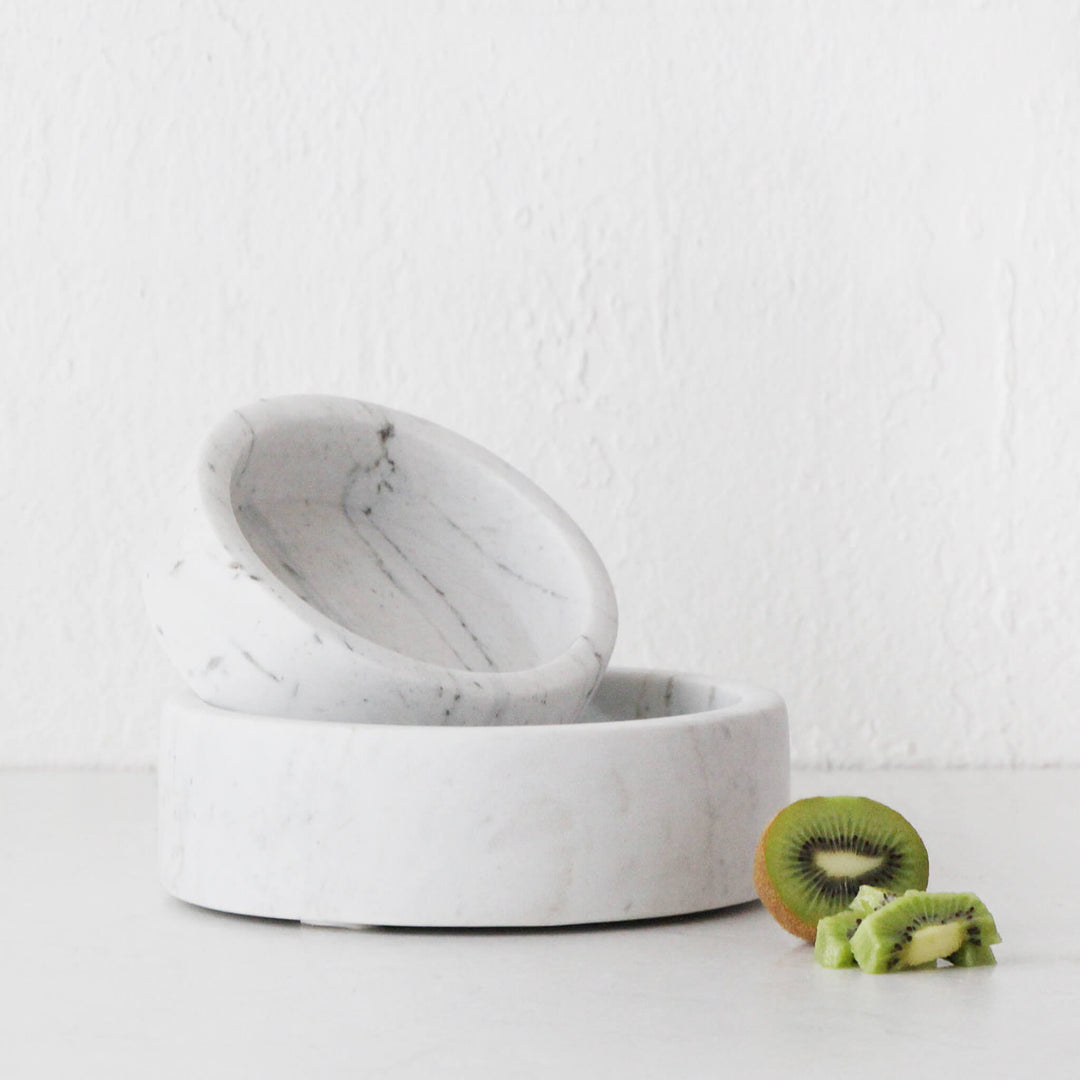 IVY MARBLE BOWL BUNDLE X2  |  15CM + 20CM  |  ASH GREY MARBLE