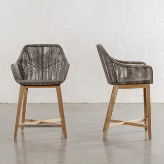 INIZIA WOVEN RATTAN INDOOR / OUTDOOR BAR CHAIRS  |  HIGH + LOW  |  PUMICE SHADOW