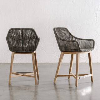 INIZIA WOVEN RATTAN INDOOR / OUTDOOR BAR CHAIRS  |  HIGH + LOW  |  PUMICE SHADOW