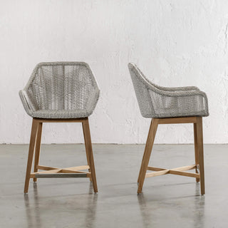 INIZIA WOVEN RATTAN INDOOR / OUTDOOR BAR CHAIRS  |  HIGH + LOW  |  ASH GREY