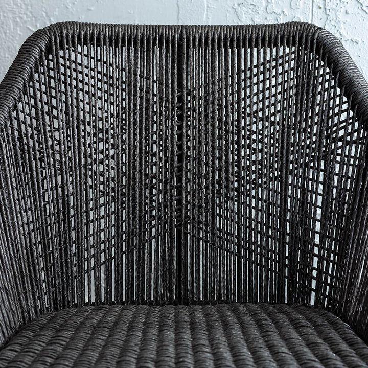 INIZIA WOVEN RATTAN INDOOR / OUTDOOR BAR CHAIRS  |  HIGH + LOW  |  MONUMENT BLACK
