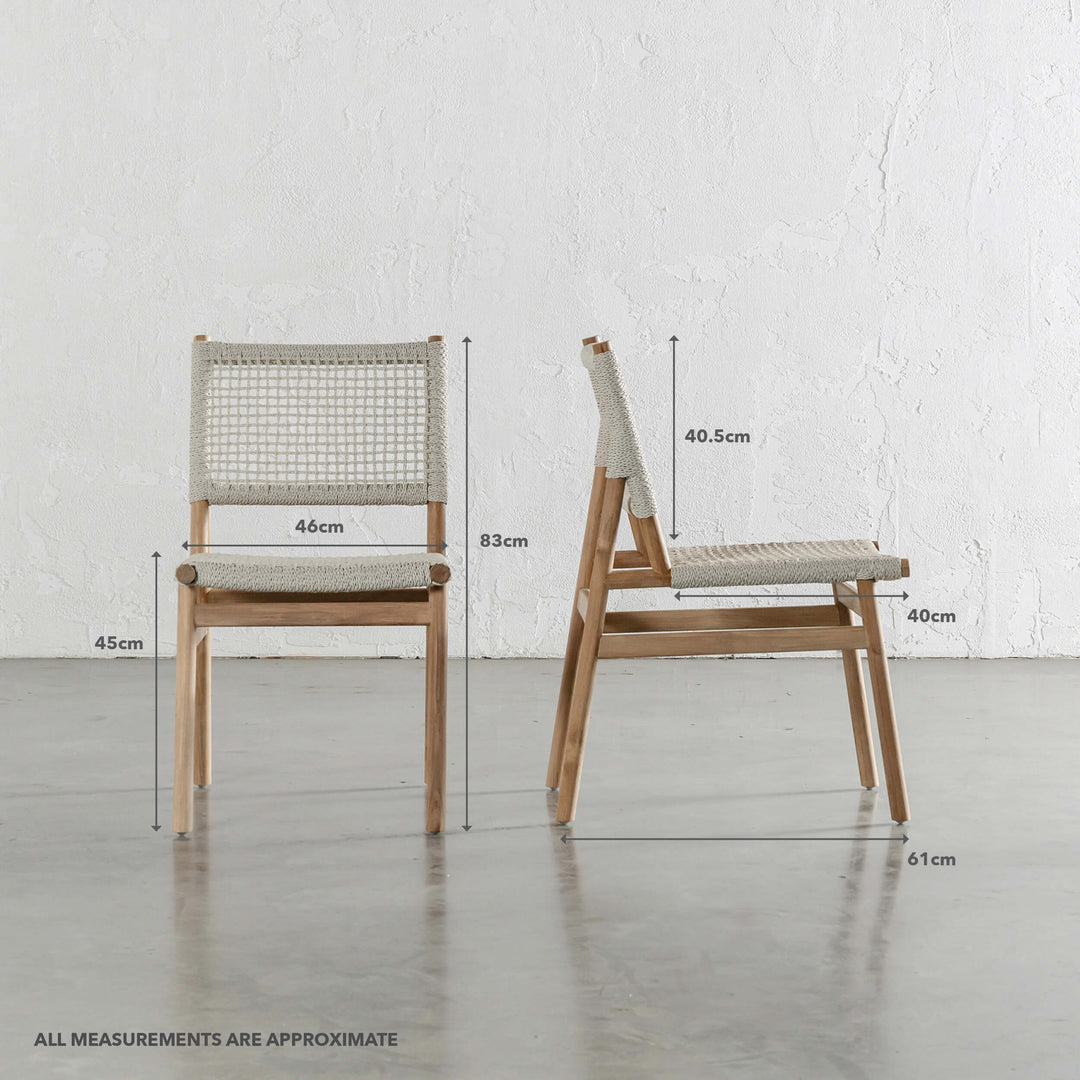 IONICA WOVEN INDOOR/OUTDOOR DINING CHAIR | BEECH IVORY | MEASUREMENTS