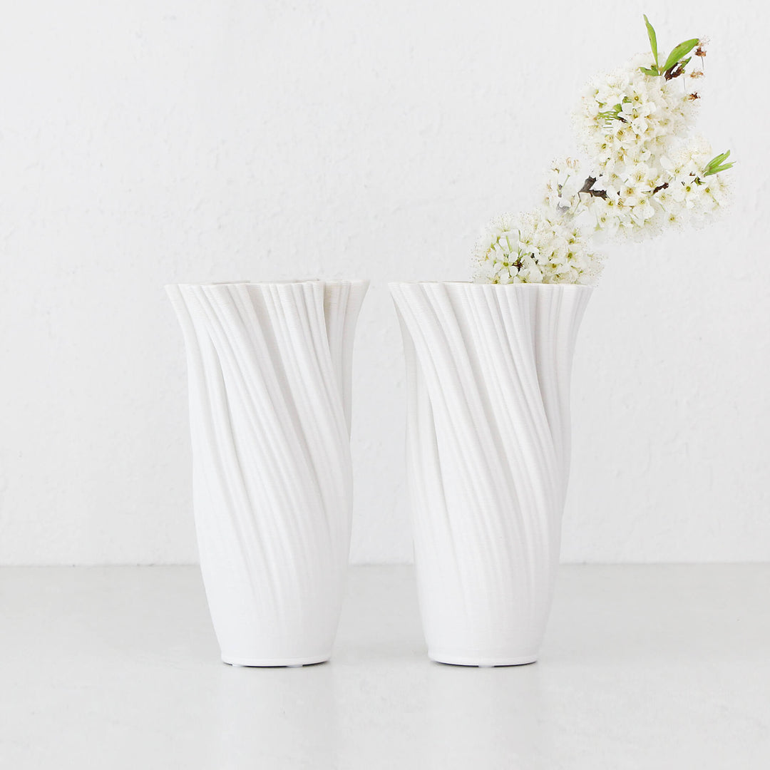 IVY VASE 24CM BUNDLE X2  |  MATTE WHITE  |  STYLED