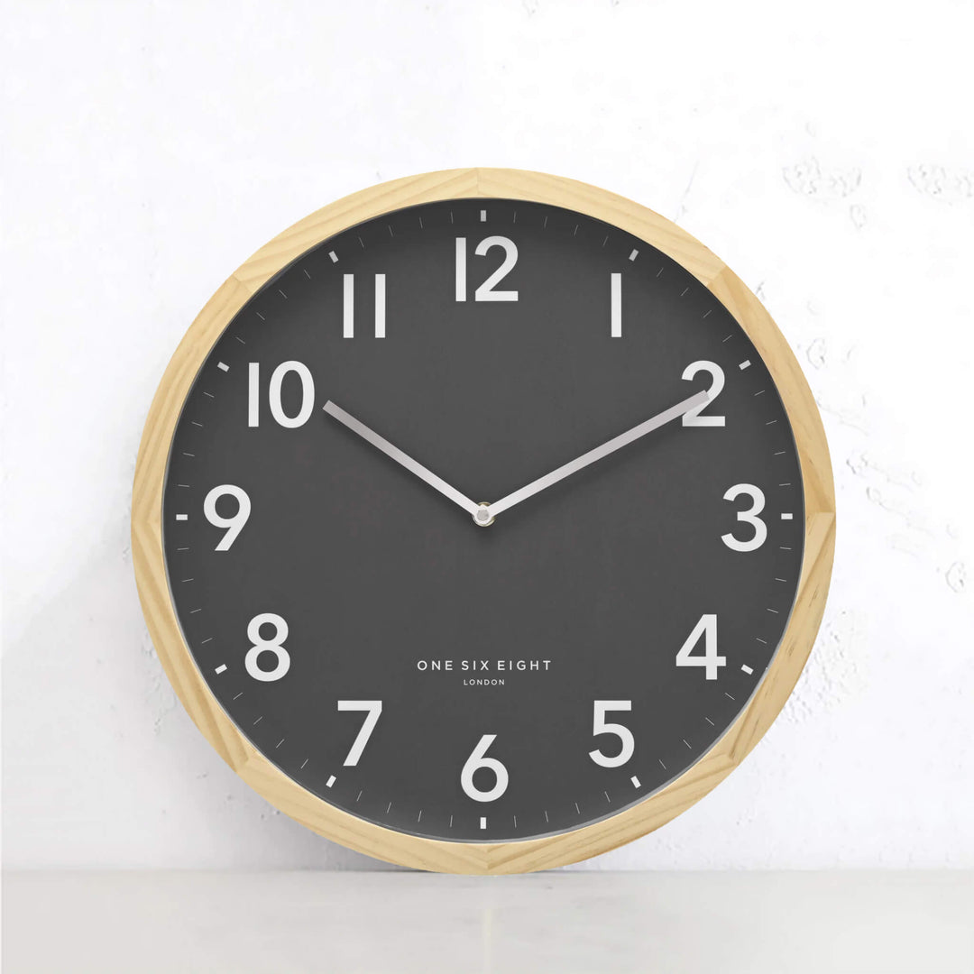 ONE SIX EIGHT LONDON  |  JACK WALL CLOCK  |  GREY + WOOD 40CM