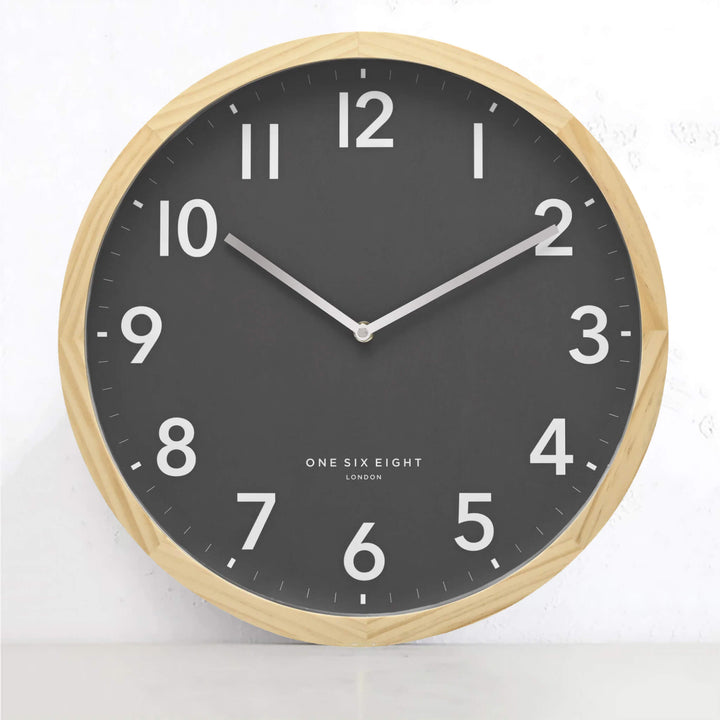 Modern Wall Clock, Silent Movement Wood and Metal Clock, Matte