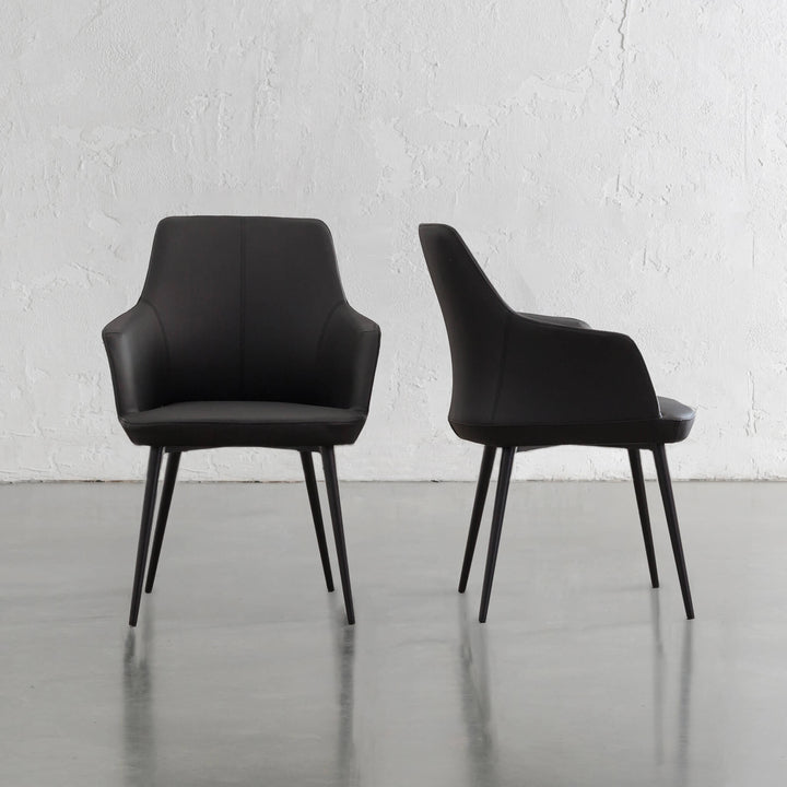 JAKOB VEGAN LEATHER CARVER CHAIR |  NOIR BLACK