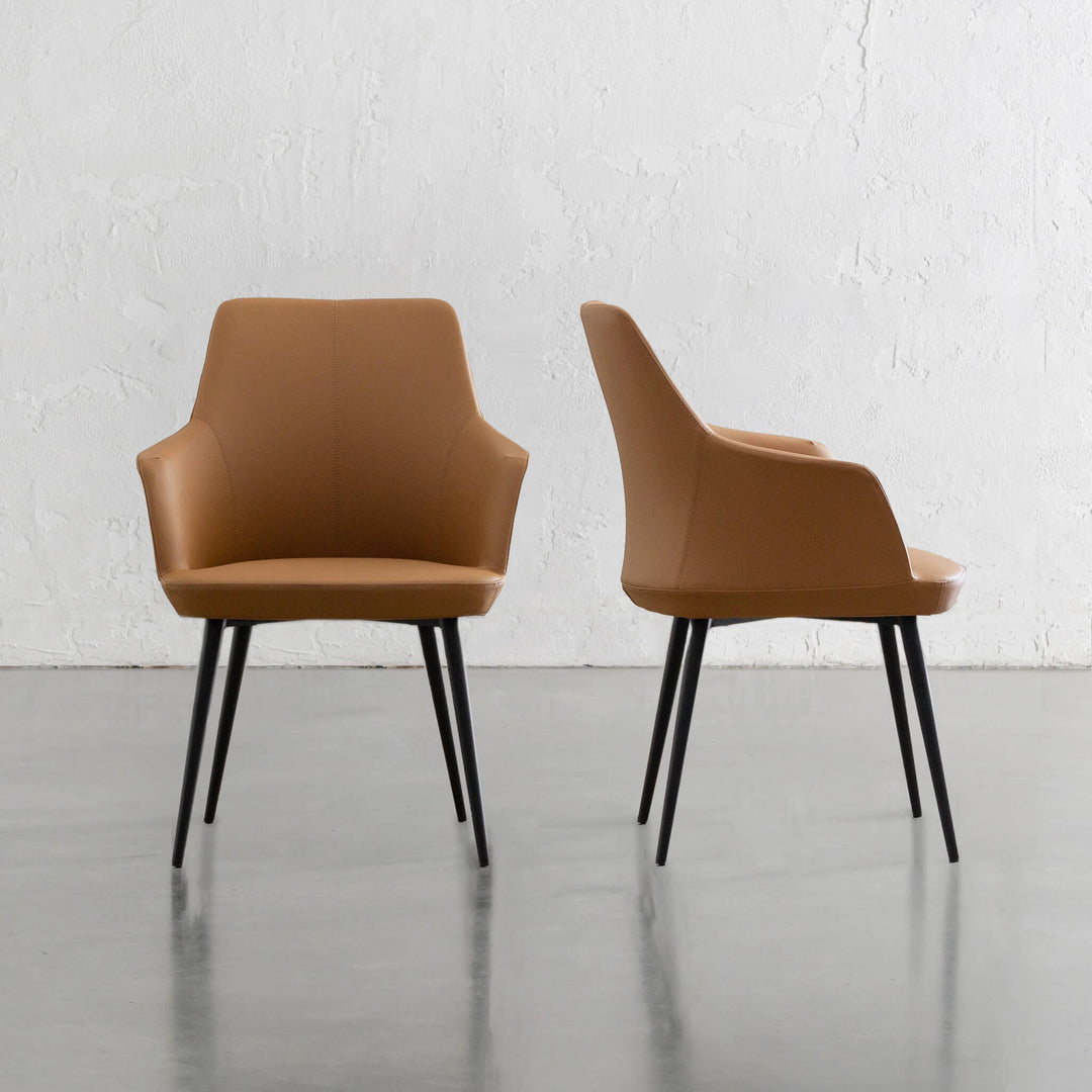 JAKOB VEGAN LEATHER CARVER CHAIR  |  SADDLE TAN