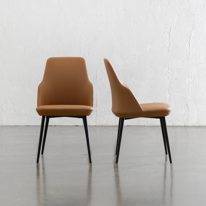 JAKOB VEGAN LEATHER DINING CHAIR | SADDLE TAN