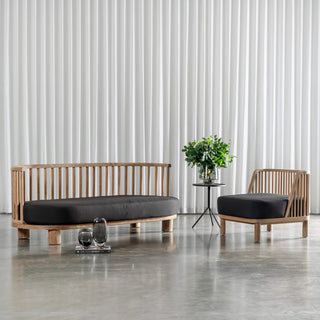 JASPER JORI SPINDLE TIMBER INDOOR/OUTDOOR SOFA + ULU CHAIR |  BLACK