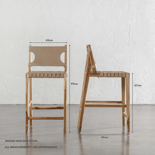 JENSEN LEATHER BAR CHAIR | HIGH | TOASTED ALMOND LEATHER HIDE