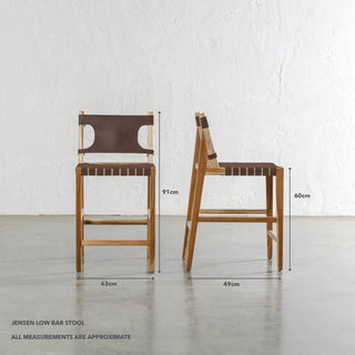 JENSEN LEATHER BAR CHAIR | LOW | COGNAC LEATHER HIDE