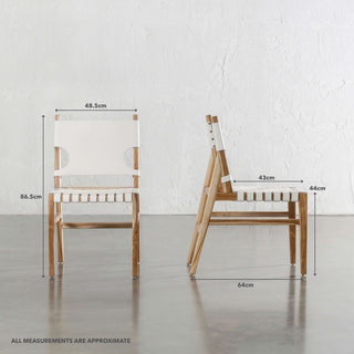 JENSEN LEATHER DINING CHAIR  |  WHITE LEATHER | MEASUREMENTS