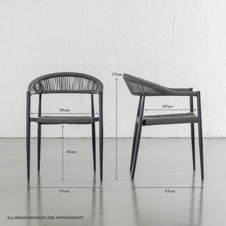 JOAQUIN INDOOR/OUTDOOR DINING CHAIR  |  DEEP ANTHRACITE  |  MEASURMENTS