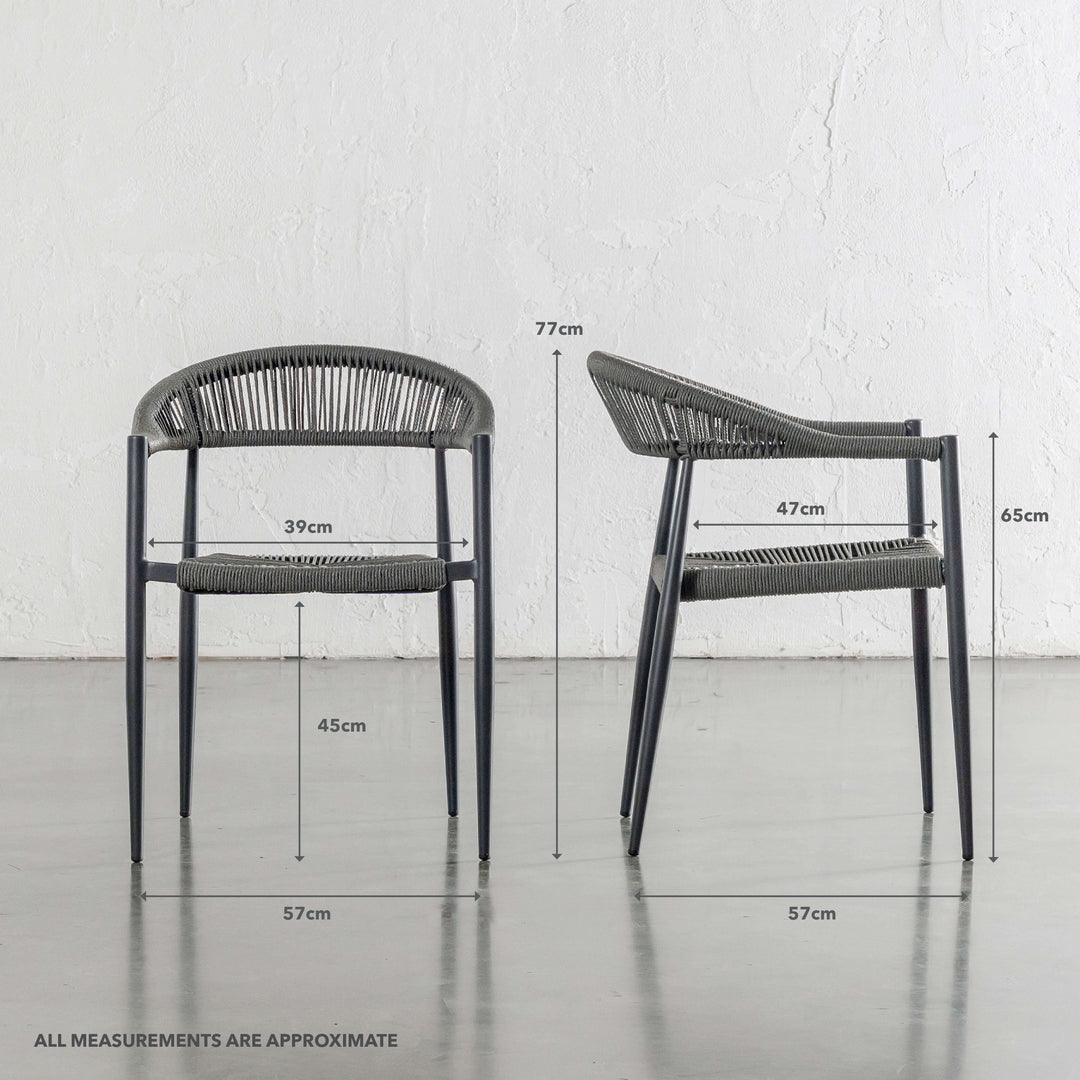 JOAQUIN INDOOR/OUTDOOR DINING CHAIR  |  DEEP ANTHRACITE  |  MEASUREMENTS