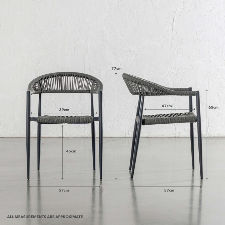 JOAQUIN INDOOR/OUTDOOR DINING CHAIR  |  DEEP ANTHRACITE  |  MEASUREMENTS