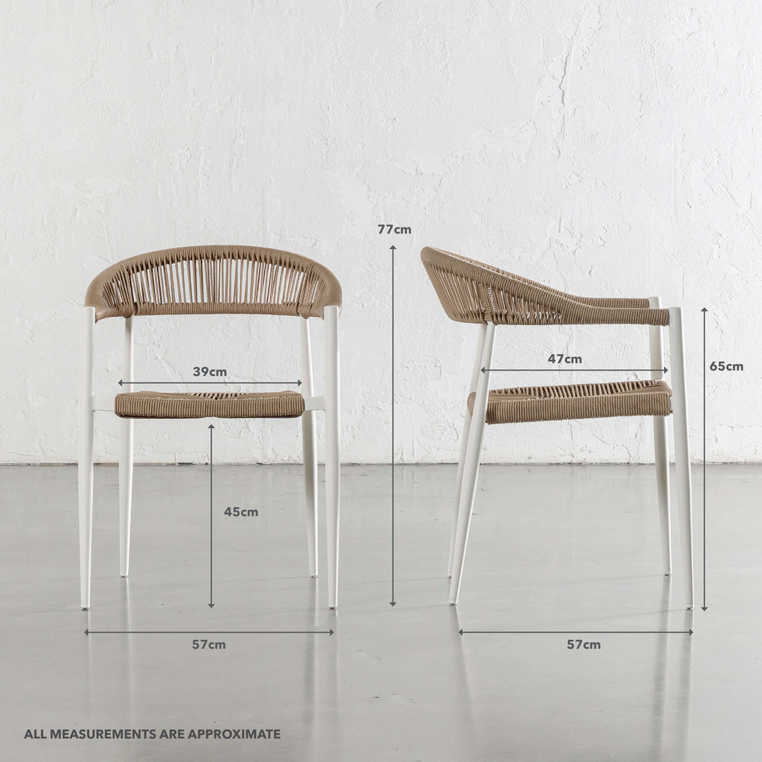 JOAQUIN INDOOR/OUTDOOR DINING CHAIR  |  MILK WHITE + NATURAL  |  MEASUREMENTS