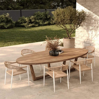 JOAQUIN_INDOOR_OUTDOOR_DINING_CHAIR___MILK_WHITE_NATURAL_FLORENCE_OVAL_RECLAIMED_TEAK_OUTDOOR_DINING_TABLE_-Top_View