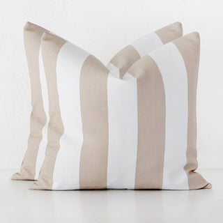 JOHAN AWNING STRIPE CUSHION BUNDLE X2 |  60 X 60  |  STONE