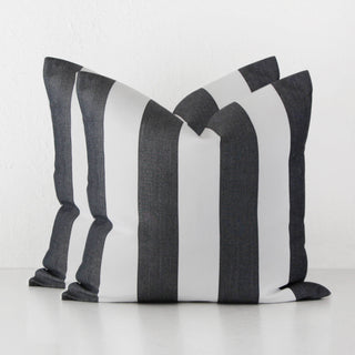 JOHAN AWNING STRIPE CUSHION BUNDLE X2  |  50 x 50  |  BLACK