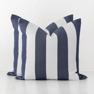 JOHAN AWNING STRIPE CUSHION BUNDLE X2  |  50 x 50  |  DENIM