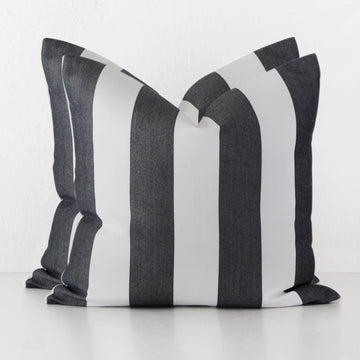 JOHAN AWNING STRIPE CUSHION BUNDLE X2 |  60 X 60  |  BLACK