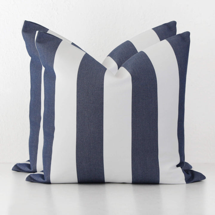 JOHAN AWNING STRIPE CUSHION BUNDLE X2 |  60 X 60  |  DENIM