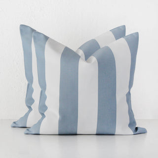JOHAN AWNING STRIPE CUSHION BUNDLE X2 | 50 x 50 | ICE BLUE