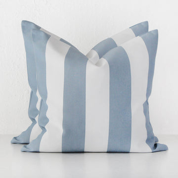 JOHAN AWNING STRIPE CUSHION BUNDLE X2 | 60 X 60 | ICE BLUE
