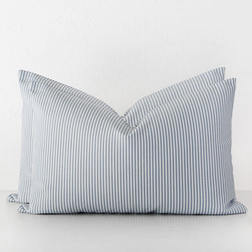 JOHAN TICKING STRIPE CUSHION BUNDLE X2 | 40 x 60 | ICE BLUE