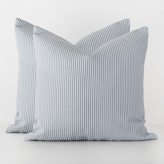 JOHAN TICKING STRIPE CUSHION BUNDLE X2 | 60 X 60 | ICE BLUE