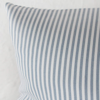JOHAN TICKING STRIPE CUSHION BUNDLE X2 | 60 X 60 | ICE BLUE | CLOSEUP