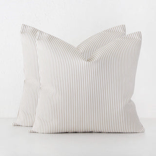JOHAN TICKING STRIPE CUSHION BUNDLE X2  |  50 x 50  |  STONE