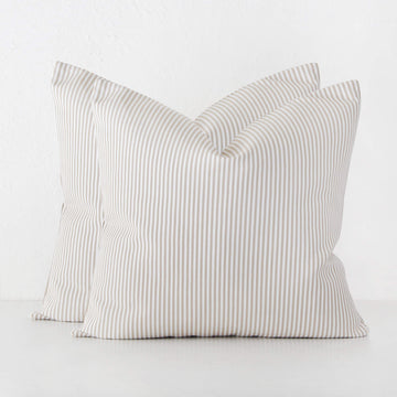 JOHAN TICKING STRIPE CUSHION BUNDLE X2  |  50 x 50  |  STONE
