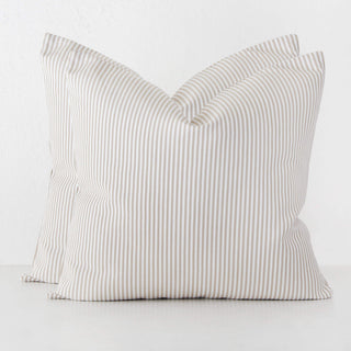 JOHAN TICKING STRIPE CUSHION BUNDLE X2 |  60 X 60  |  STONE