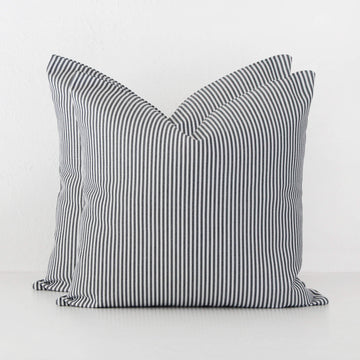 JOHAN TICKING STRIPE CUSHION BUNDLE X2  |  50 x 50  |  BLACK