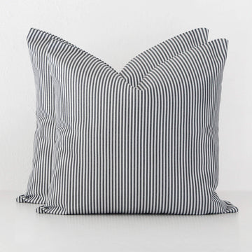 JOHAN TICKING STRIPE CUSHION BUNDLE X2 |  60 X 60  |  BLACK
