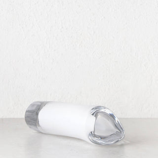 LIVING BY DESIGN EXCLUSIVE  |  JORG HAND BLOWN GLASS VASE |  LARGE |  WHITE + CLEAR GLASS