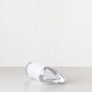LIVING BY DESIGN EXCLUSIVE  |  JORG HAND BLOWN GLASS VASE |  SMALL |  WHITE + CLEAR GLASS