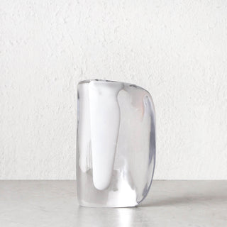 LIVING BY DESIGN EXCLUSIVE  |  JORG HAND BLOWN GLASS VASE |  MEDIUM |  WHITE + CLEAR GLASS