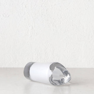 LIVING BY DESIGN EXCLUSIVE  |  JORG HAND BLOWN GLASS VASE |  MEDIUM |  WHITE + CLEAR GLASS