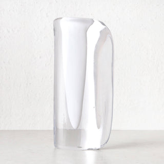 JORG HAND BLOWN GLASS VASE  |  LARGE  |  WHITE + CLEAR GLASS