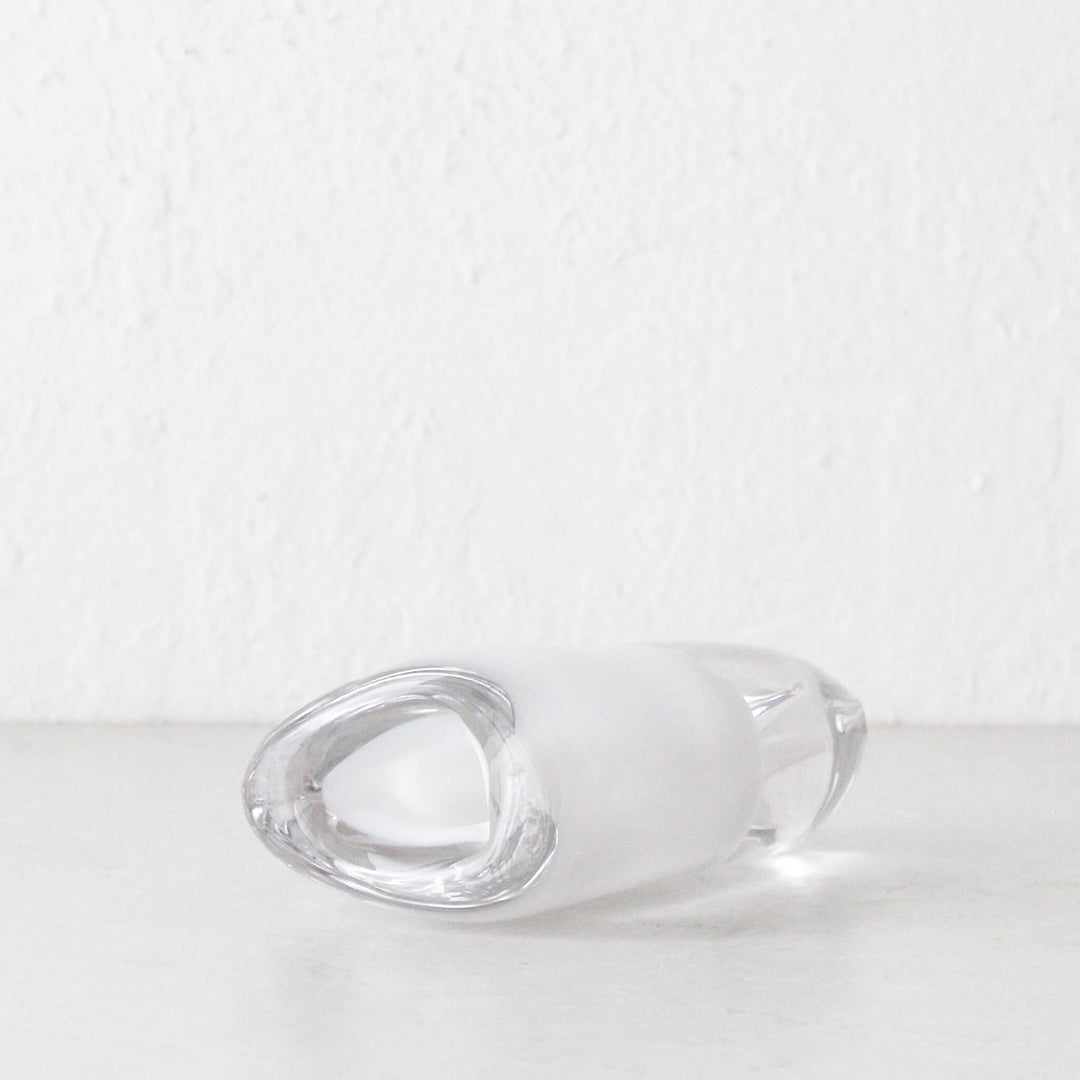 JORG HAND BLOWN VASE  |  WHITE + CLEAR GLASS  |  SMALL